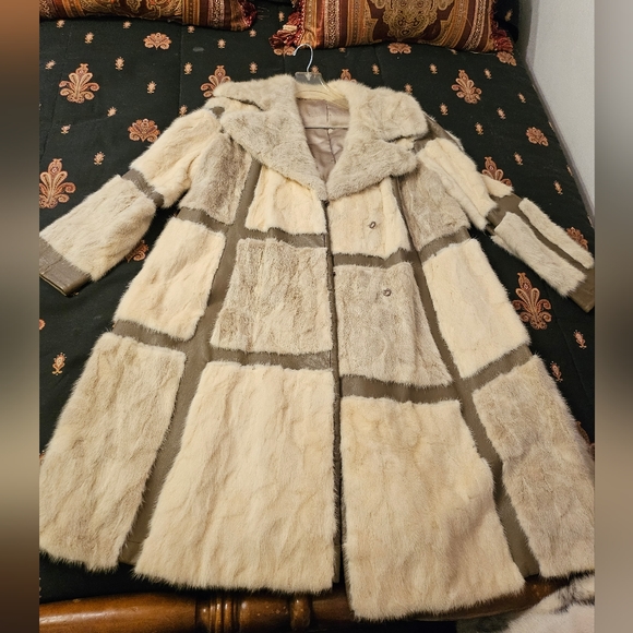 miss allegra Jackets & Blazers - Vintage Blush Mink Fur Coat with leather sections